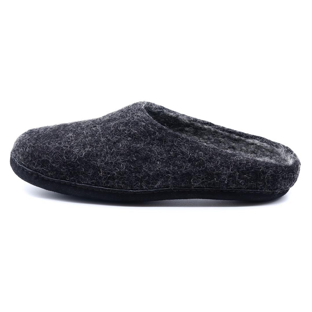 Women's Astoria Noir wool house slipper in Charcoal, side view