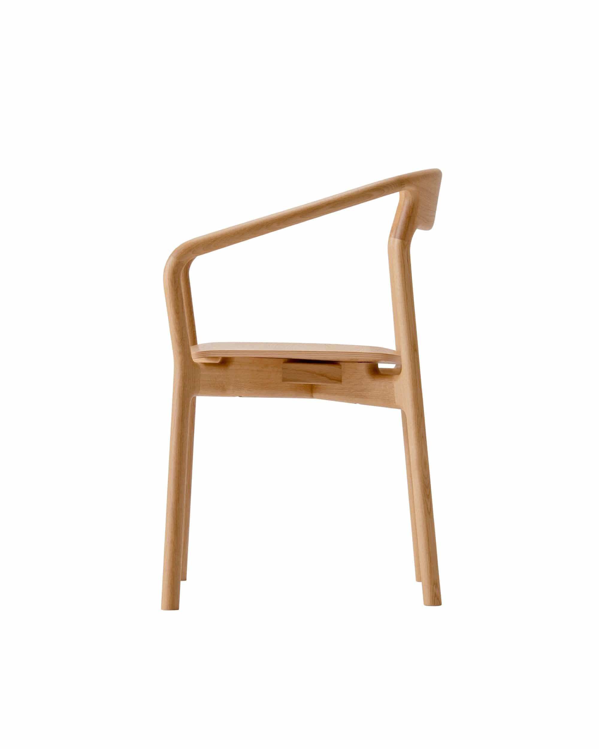 KORENTO Armchair (Wooden Seat) in Japanese Oak Natural Profile View
