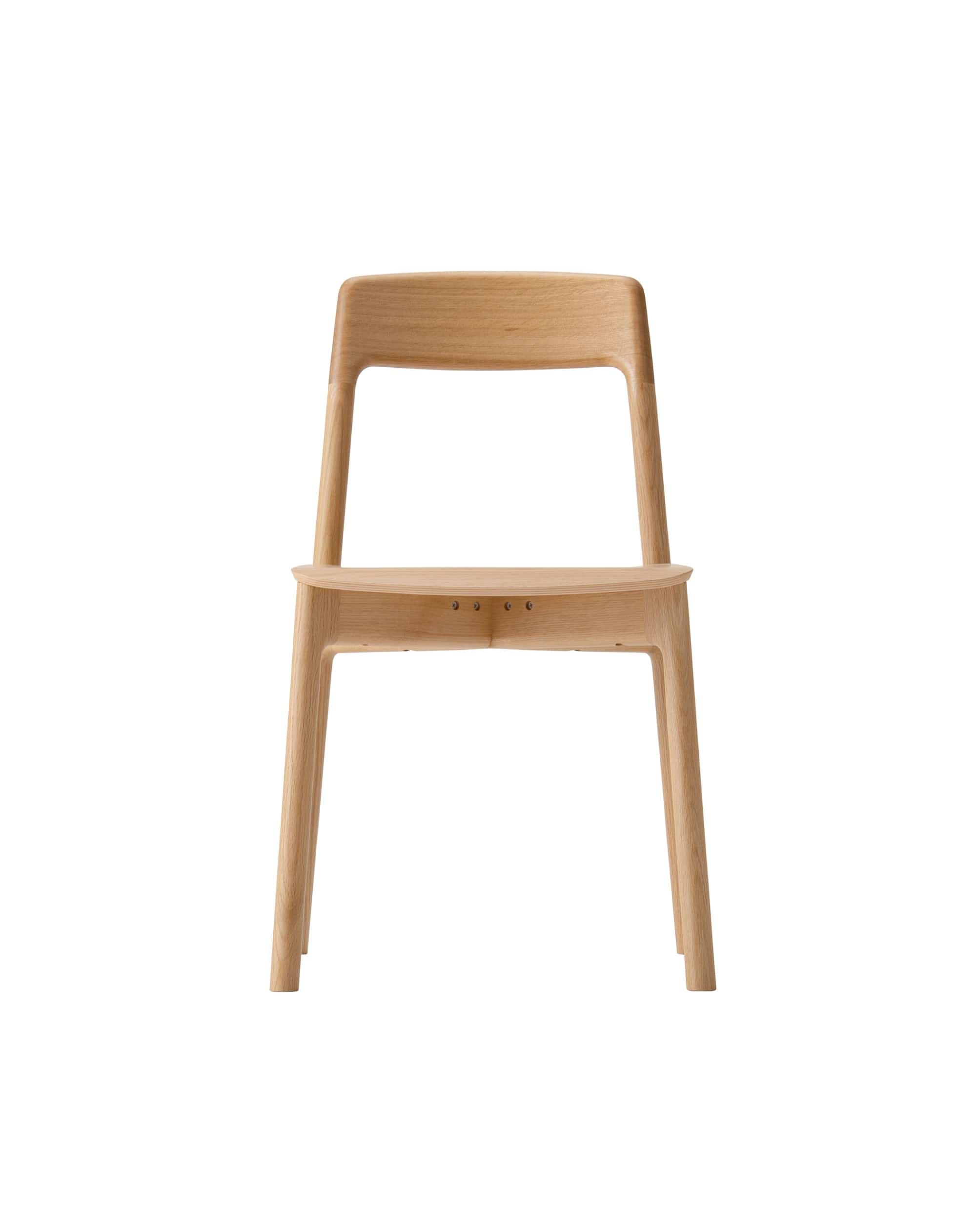 KORENTO Side Chair (Wooden Seat) in Japanese Oak Natural, by CondeHouse view from the front 