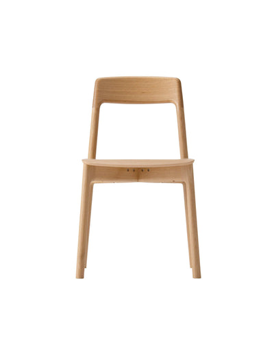KORENTO Side Chair (Wooden Seat) in Japanese Oak Natural, by CondeHouse view from the front 