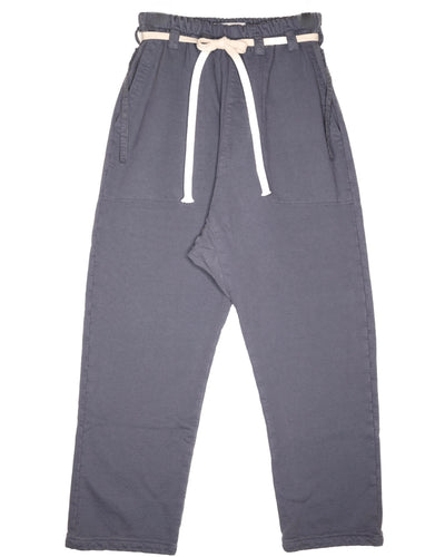 Front product view of slate-gray Picasso pants with a white drawstring.