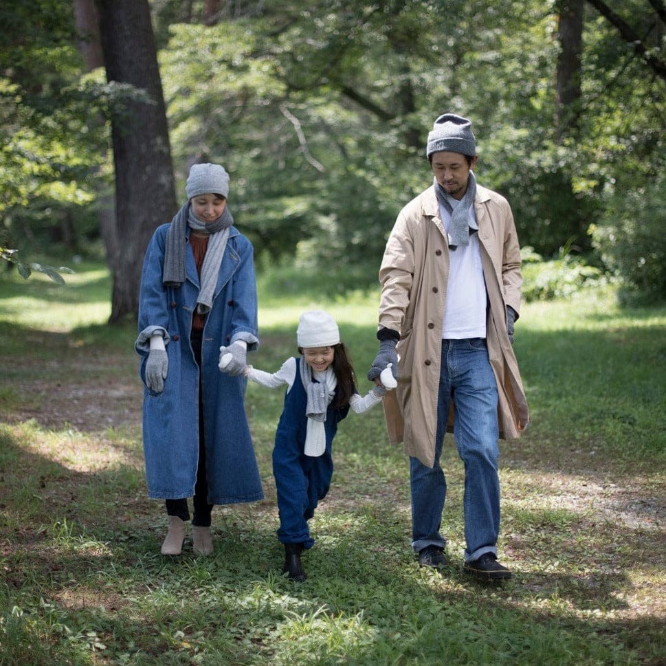Recycled Wool-Blend Japanese Knit Beanie — Kids on child walking with family