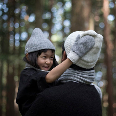 Recycled Wool-Blend Japanese Knit Beanie — Kids in forest