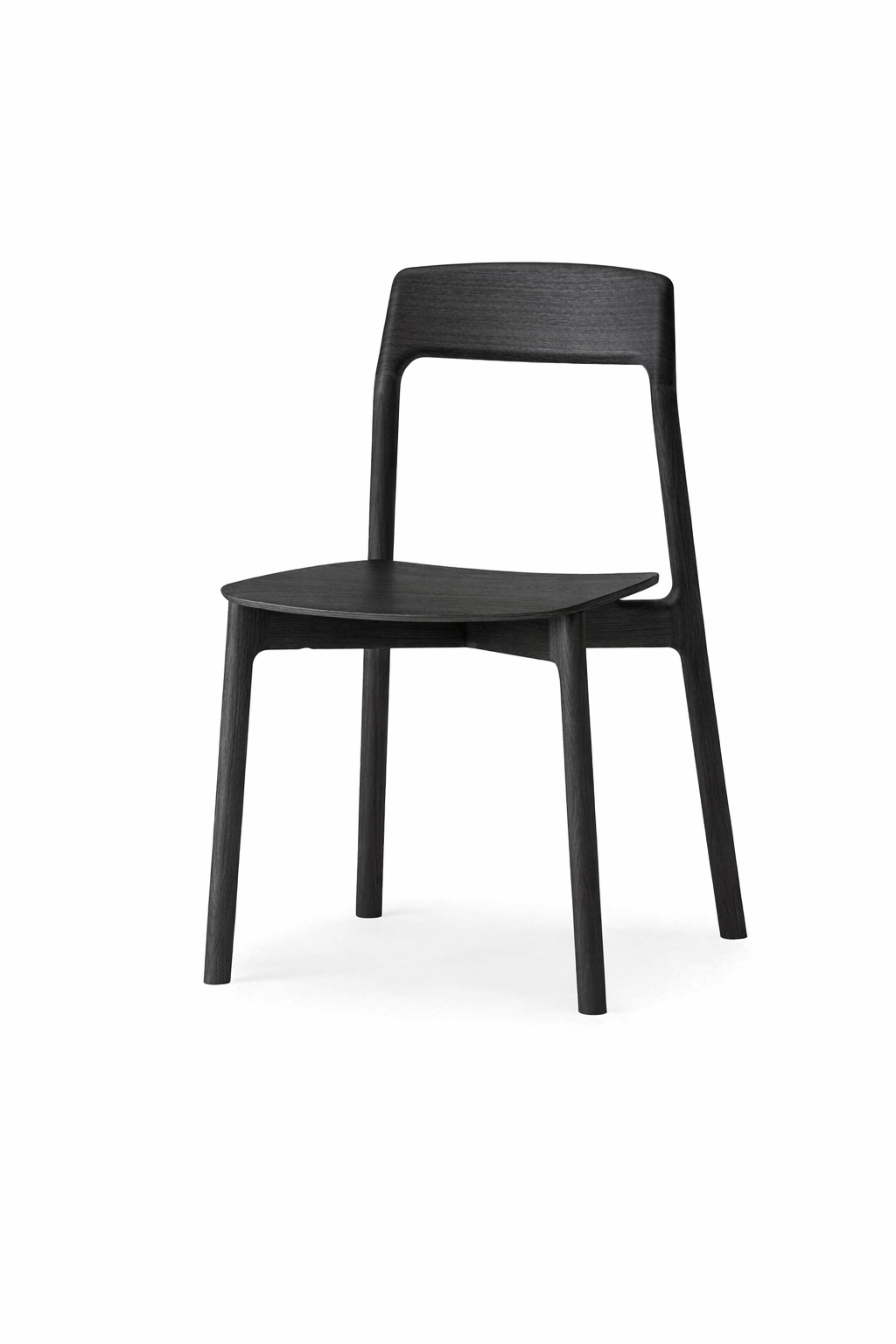 KORENTO Side Chair wooden seat in Japanese Oak Dark Gray, AI rendering of wood type and finish