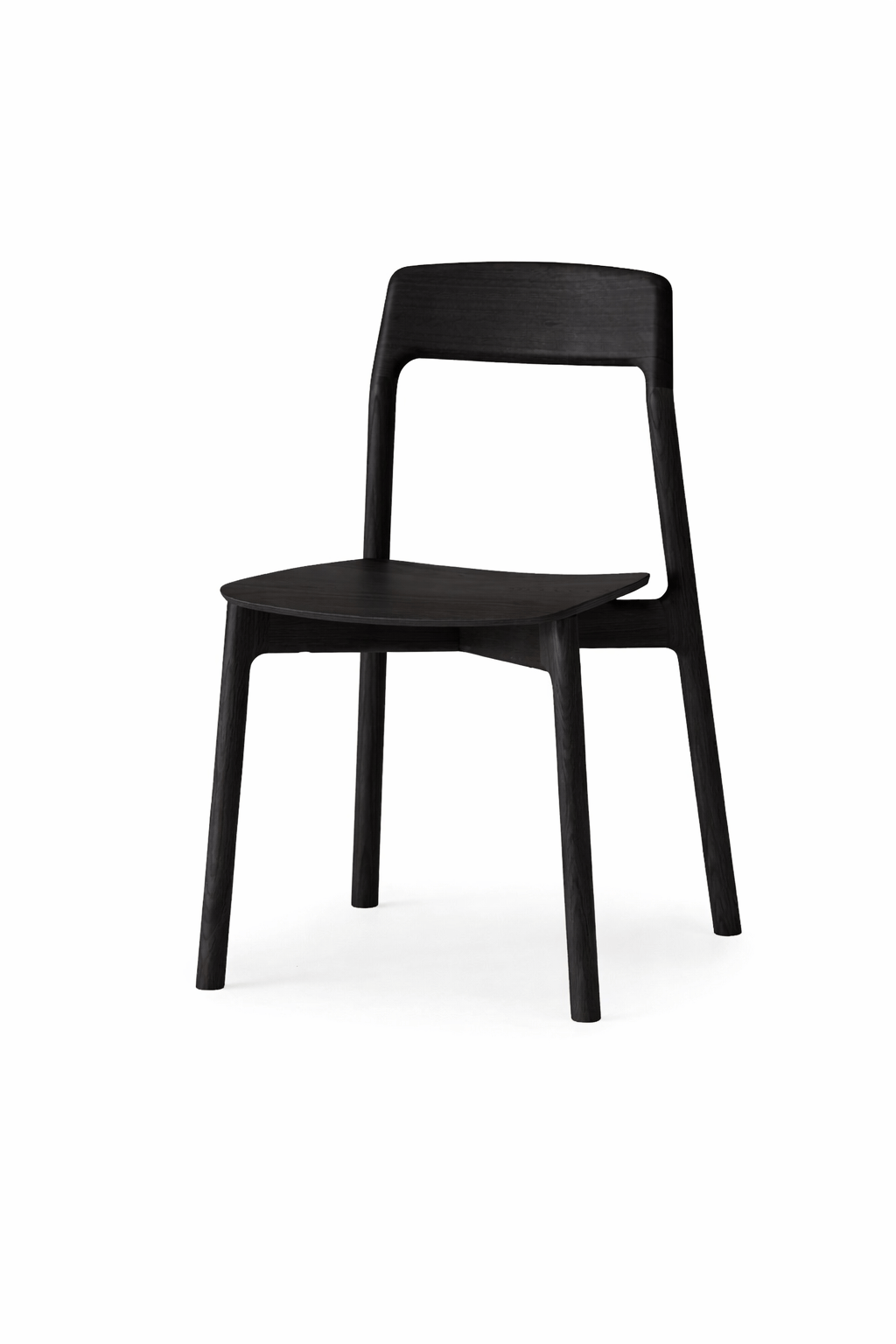 KORENTO Side Chair in Japanese Oak Black with wooden seat, AI rendering of wood type and finish