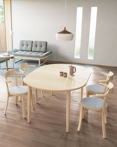 MOM Round Extension Table, Japanese Ash Natural Extended, by CondeHouse