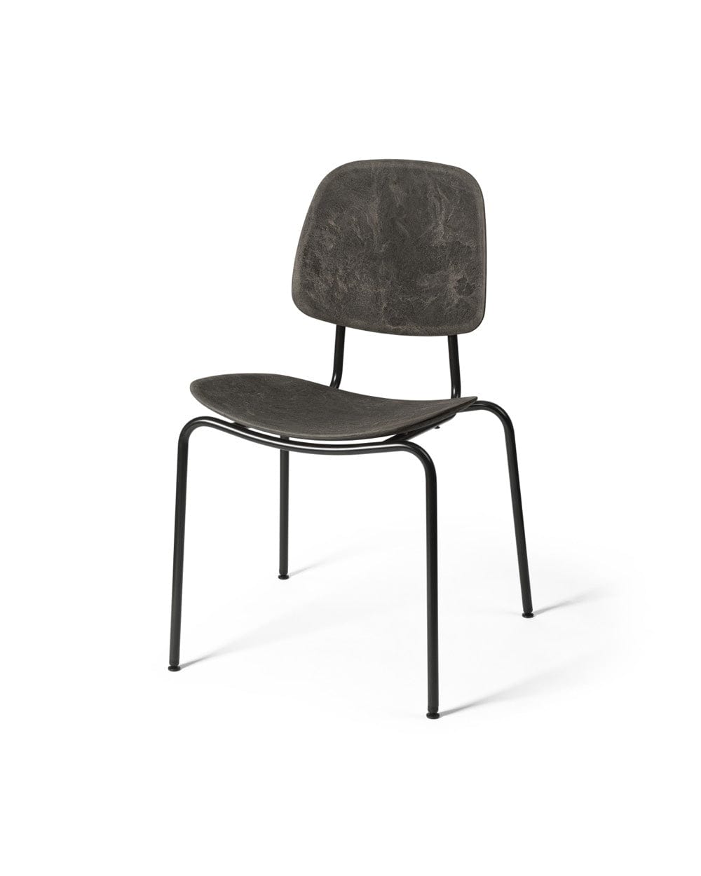 Mater Compound Dining Chair in Coffee Waste Black with black steel frame