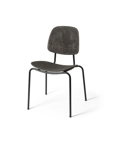 Mater Compound Dining Chair in Coffee Waste Black with black steel frame