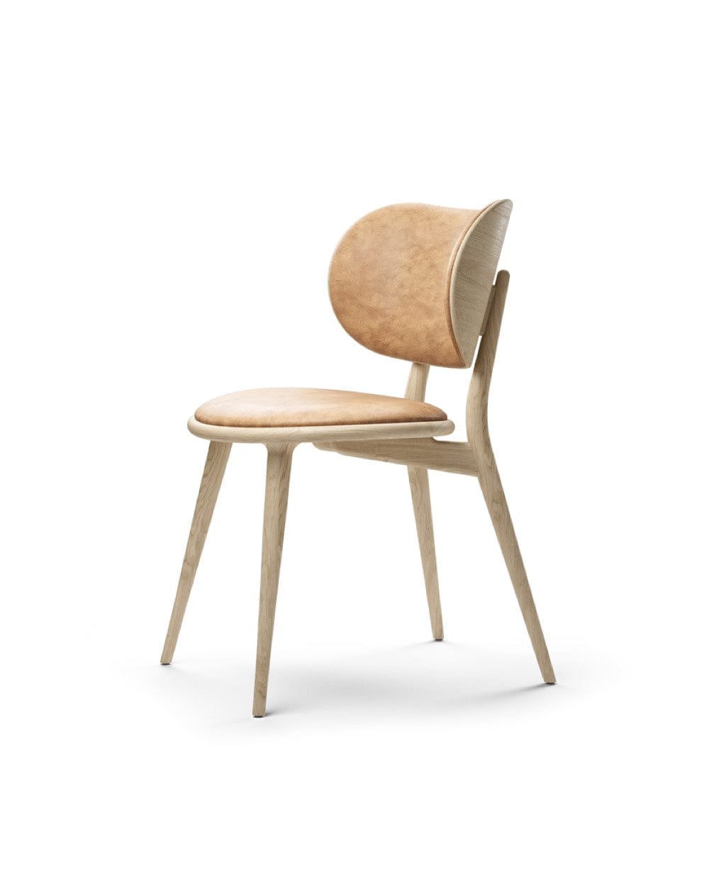 Mater The Dining Chair in matt lacquered oak with natural leather seat