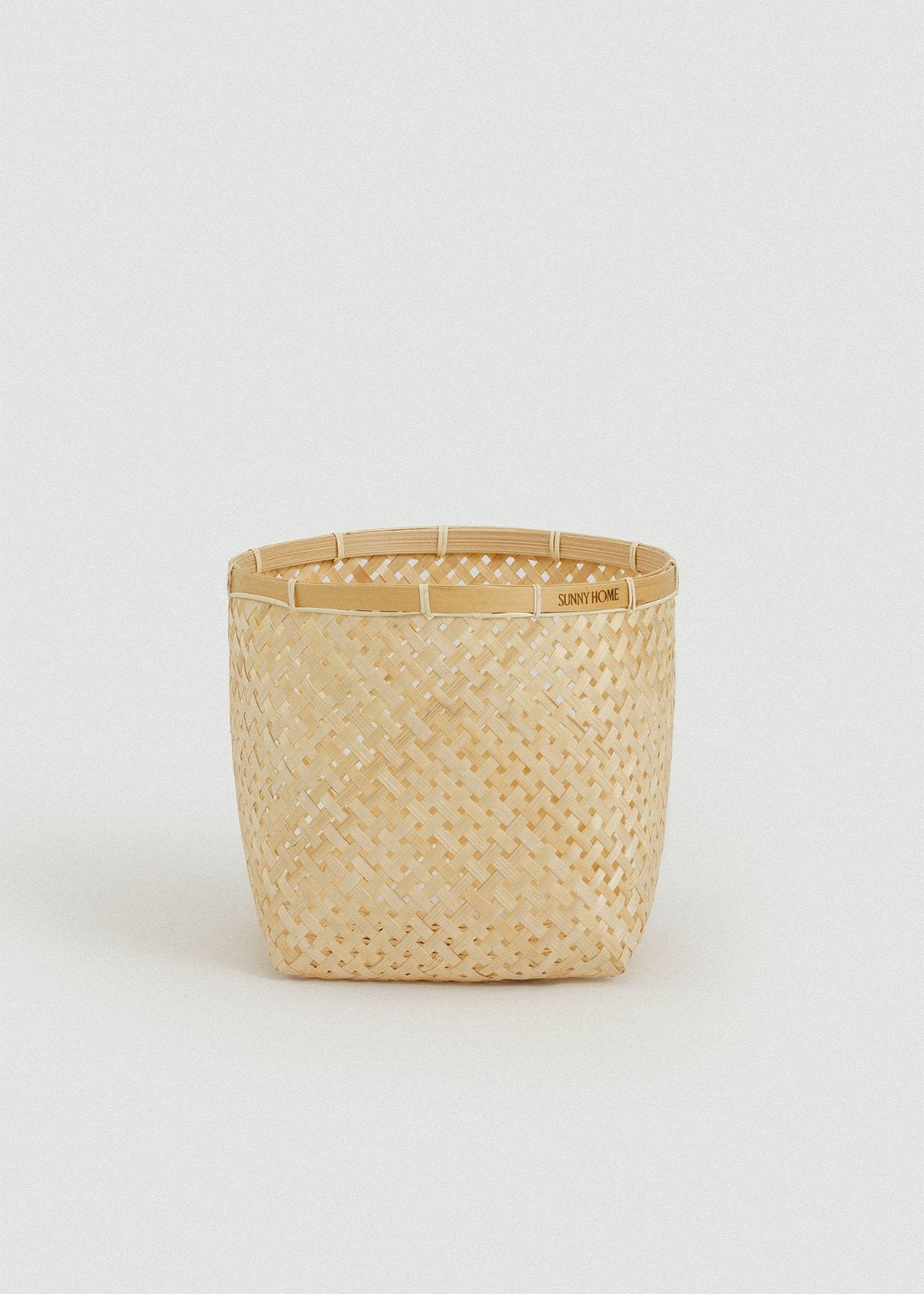 Largest square Muko basket showing its roomy shape and natural bamboo construction.