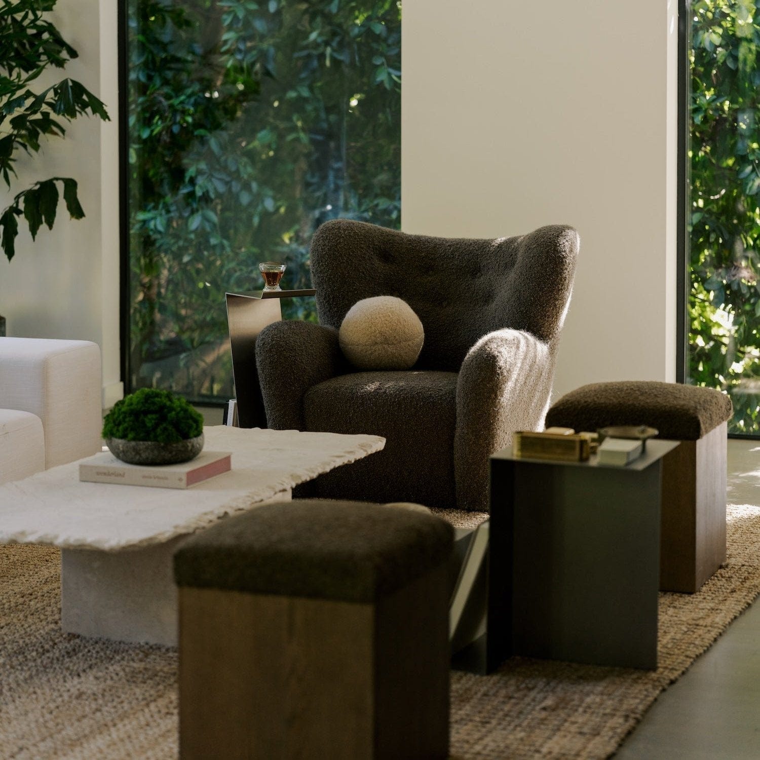 Papa Teddy Lounge Chair styled in modern Japandi living room