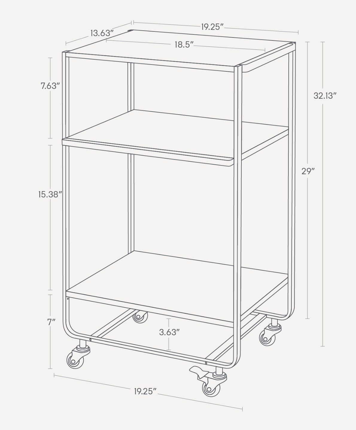 Rolling Utility Cart (32" H)  - Steel