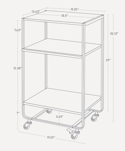 Rolling Utility Cart (32" H)  - Steel