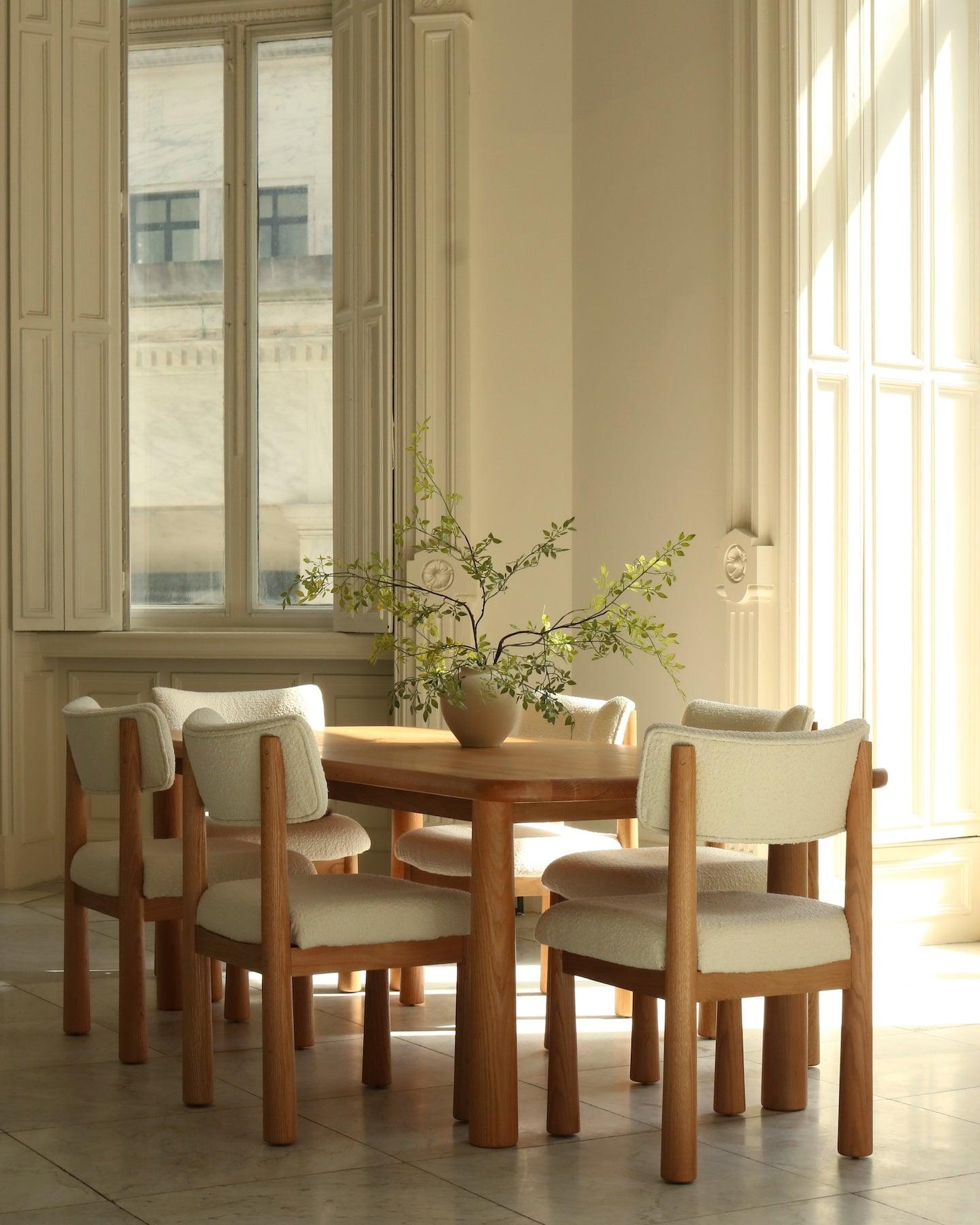 Sculptural White Oak Dining Table – Modern Japandi Home Decor