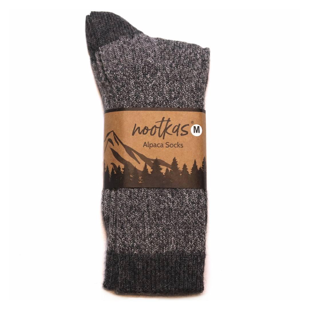 Soft alpaca wool knit boot socks in a neutral colorway