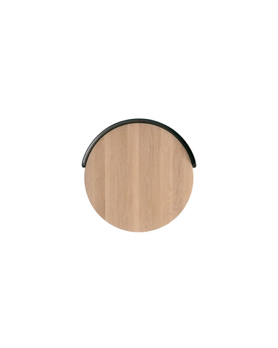 Top-down view of the CRUST Bar Stool seat — smooth solid wood finish and subtle sculptural form.