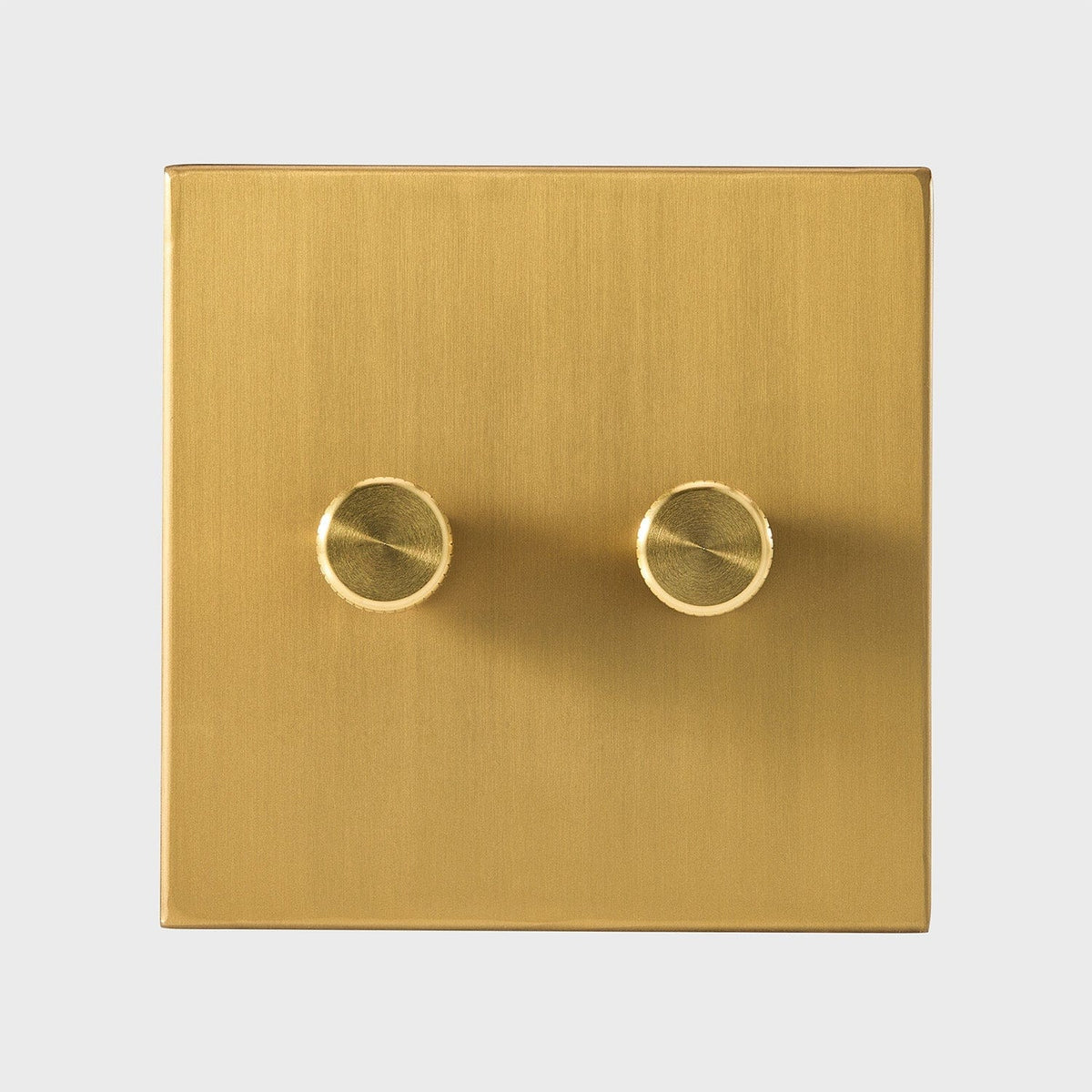 Double Rotary Wall Dimmer in Brass - front view on white background