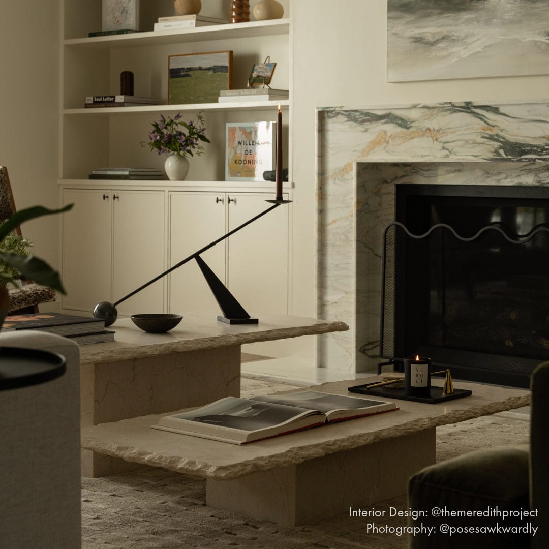 Natural stone Sofita marble coffee table with textured edge and matte surface