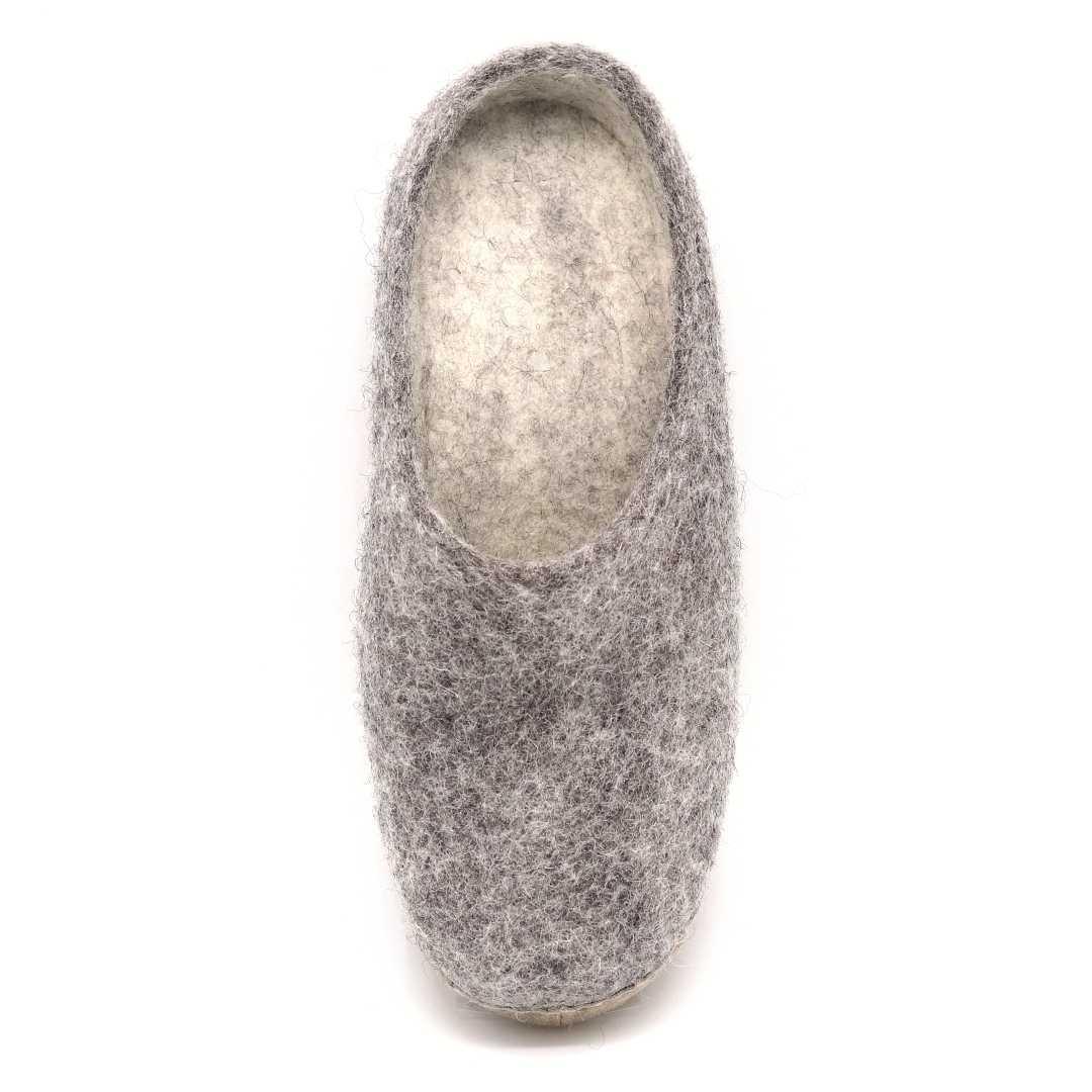 Top-down view of the women's Astoria wool house slipper in Heather Grey