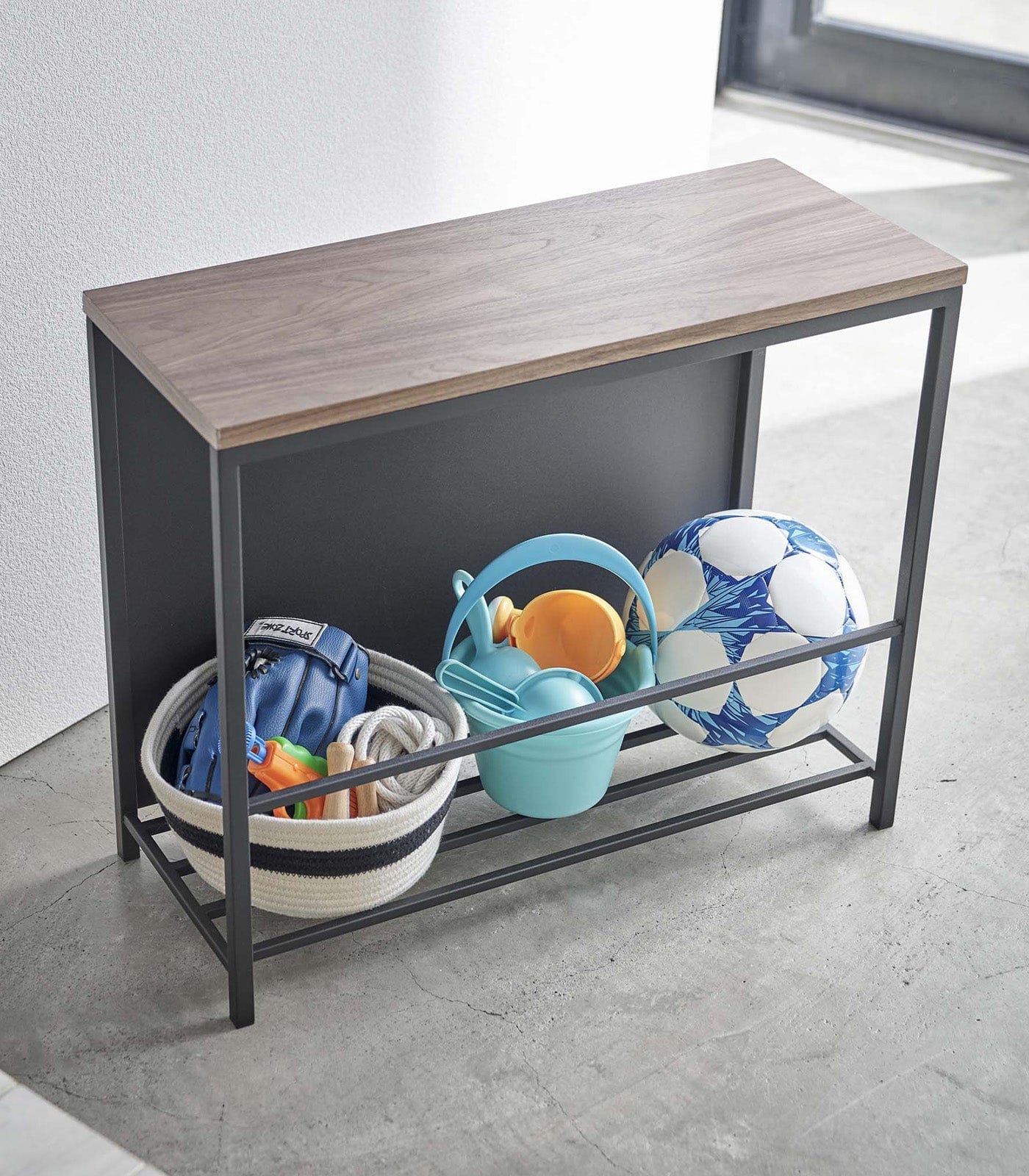 Entryway Storage Organizer & Bench (18" H)  - Steel + Wood