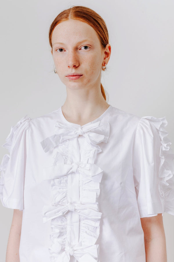 Asta Top in White Poplin