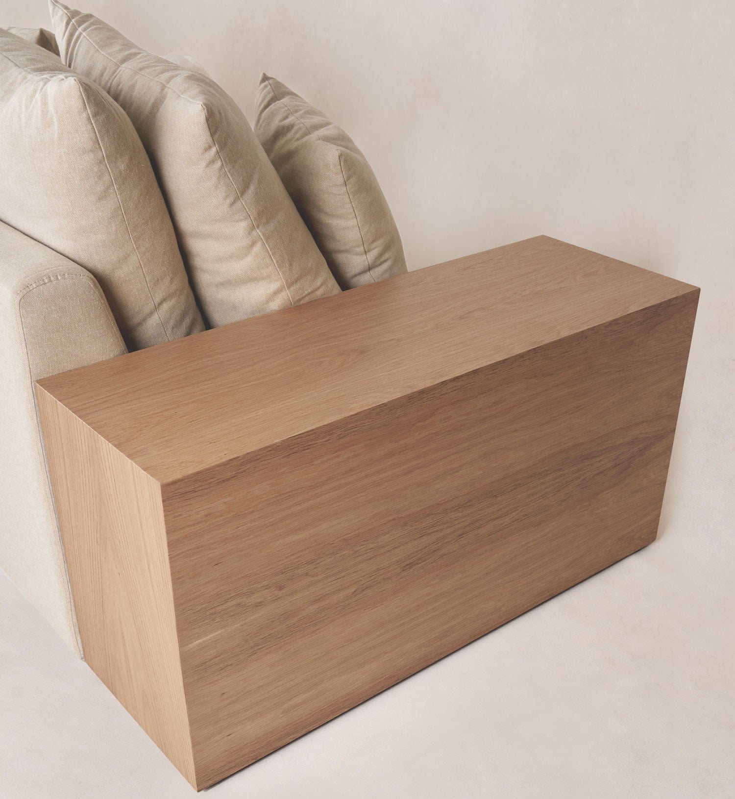 Wood side close-up
Solid wood side panel of Topa Topa sofa with natural grain finish
