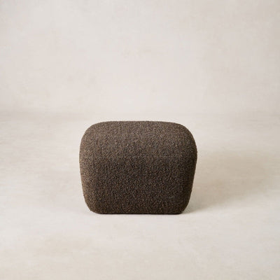 Papa Teddy Ottoman in mocha mohair bouclé, front view