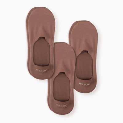 Unisex Cotton No-Show Socks — 3-Pack — Toffee Tan