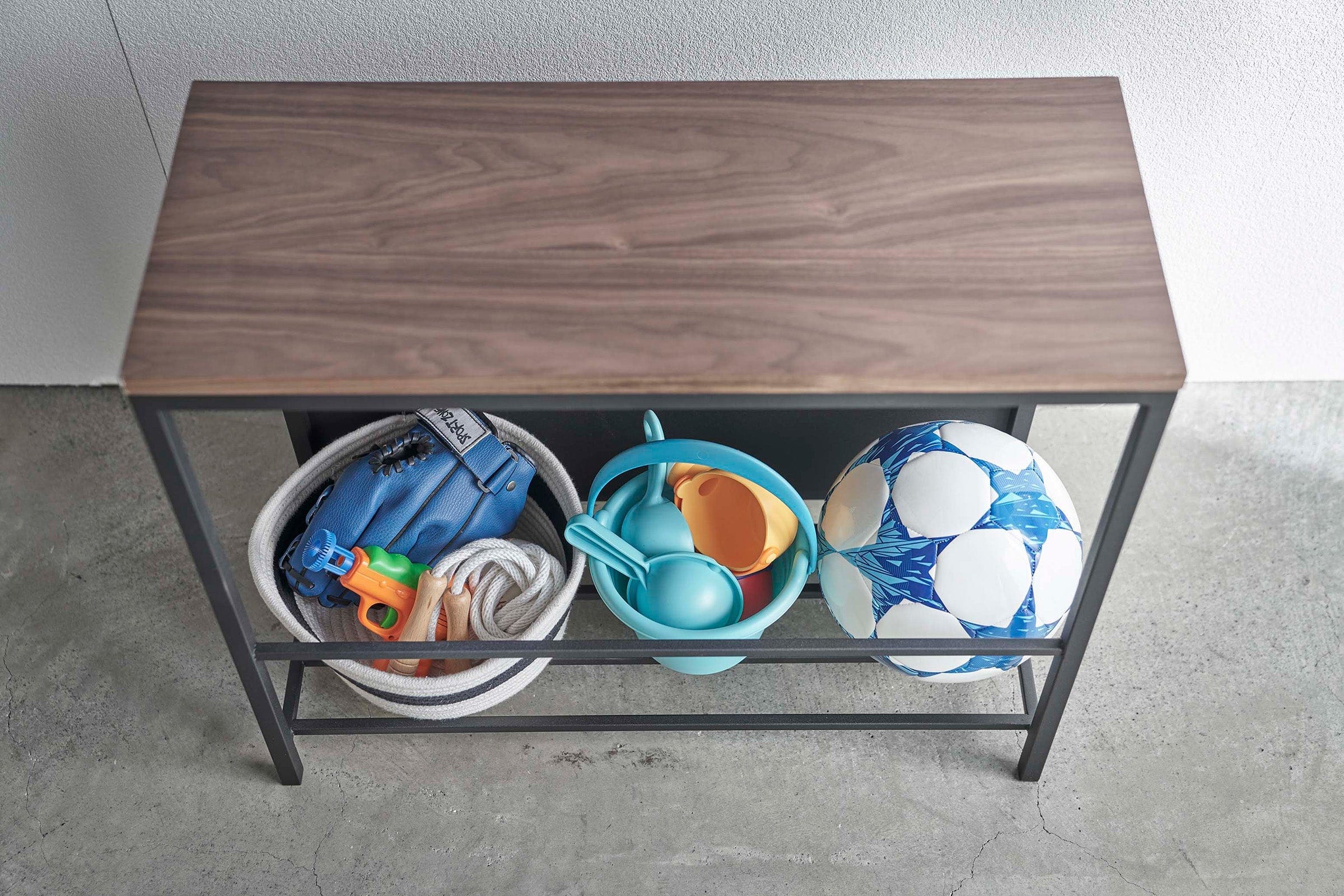 Entryway Storage Organizer & Bench (18" H)  - Steel + Wood