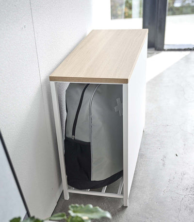 Entryway Storage Organizer & Bench (18" H)  - Steel + Wood