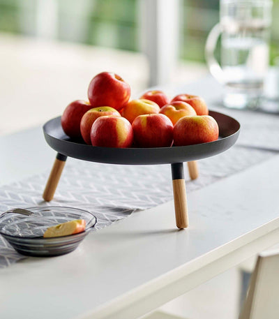 Countertop Pedestal Tray (5" H)  - Steel + Wood