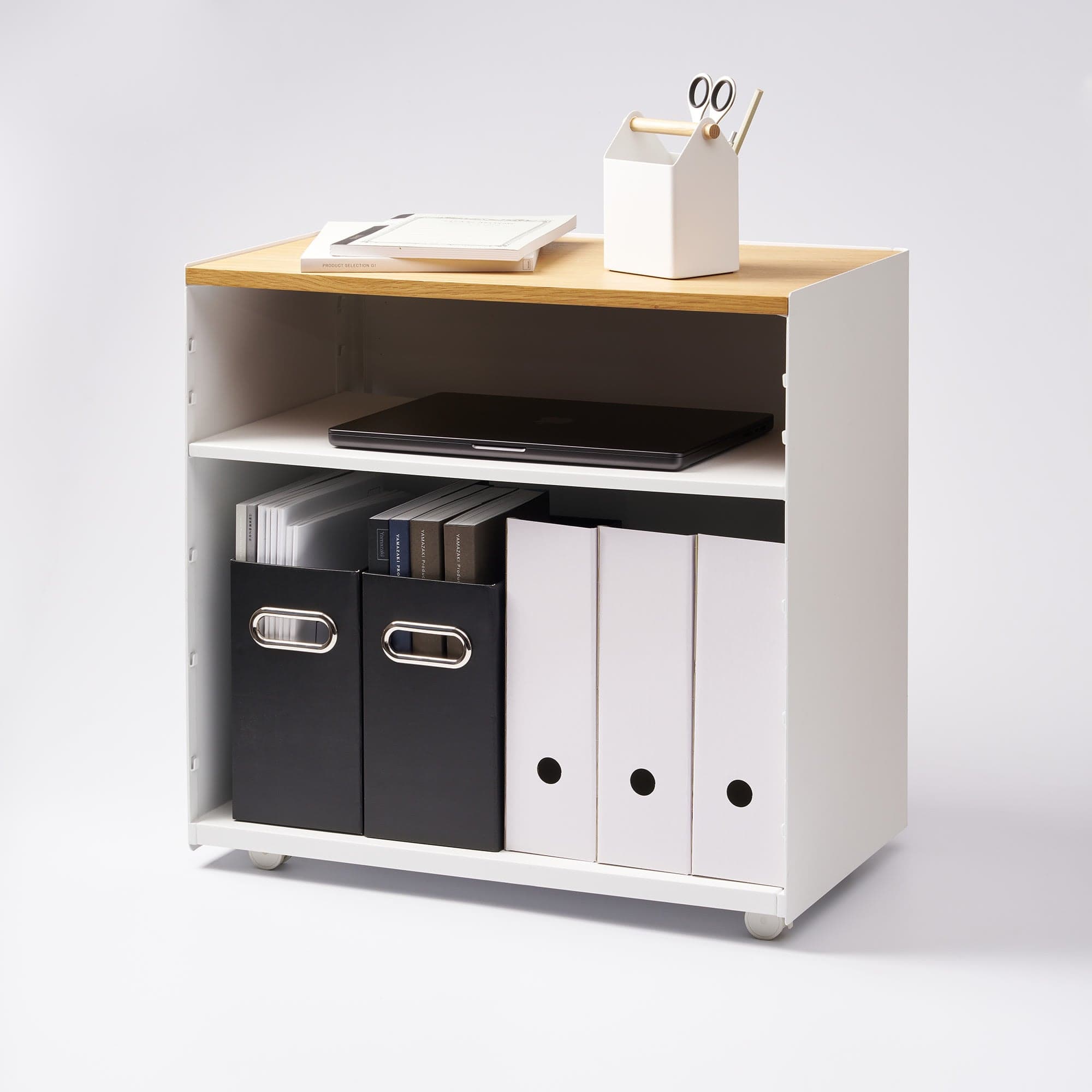 Mobile Hideaway Storage Cart (23" H) - Steel + Wood