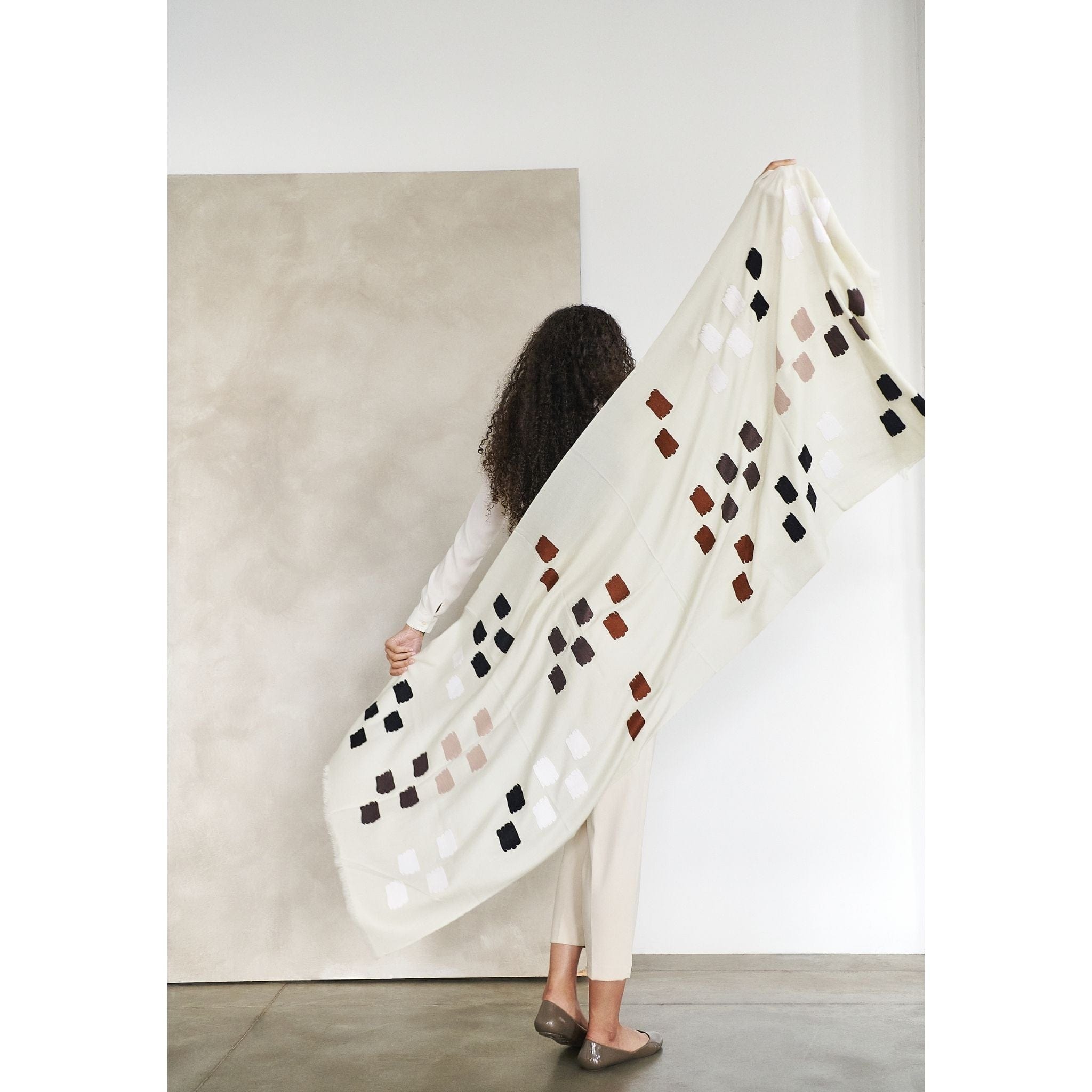 Dahlia Hand Embroidered Hand Woven Scarf