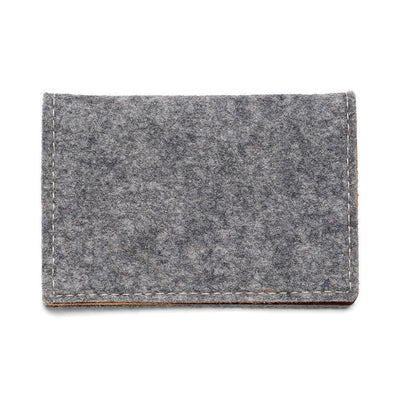 Kyrgies Felt and Leather Bifold Wallet in gray handcrafted from natural wool felt and vegetable-tanned leather