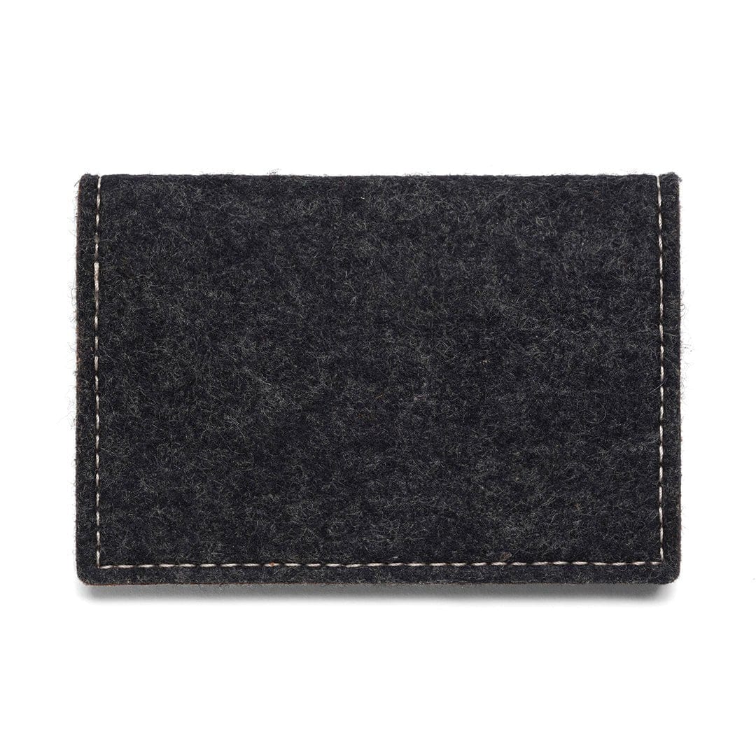 Charcoal Kyrgies felt and leather bifold wallet handcrafted in Kyrgyzstan