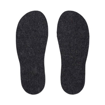 Kyrgies felt insoles in charcoal made from natural wool felt for added comfort and warmth