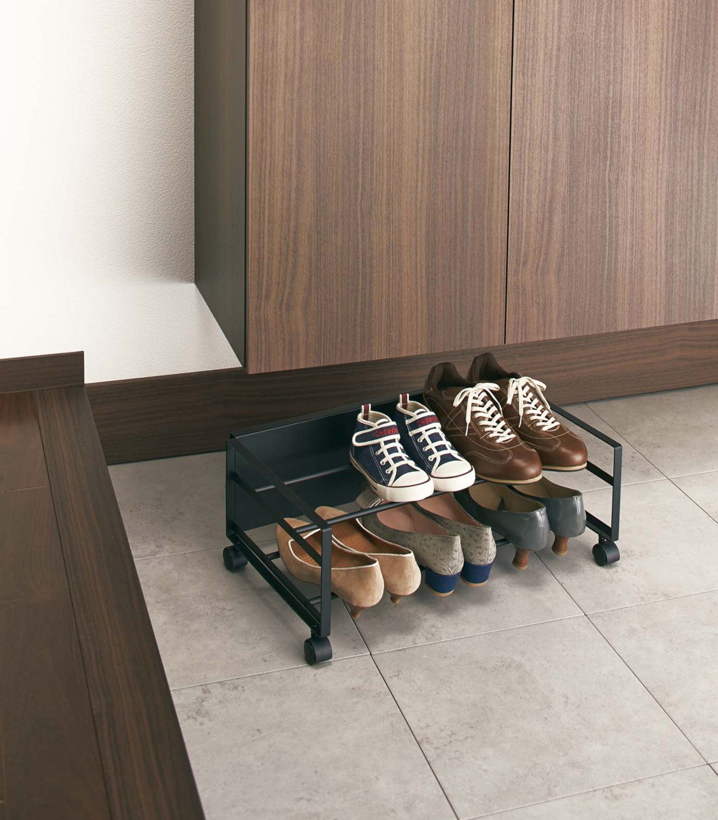 Rolling Shoe Rack (9" H)  - Steel