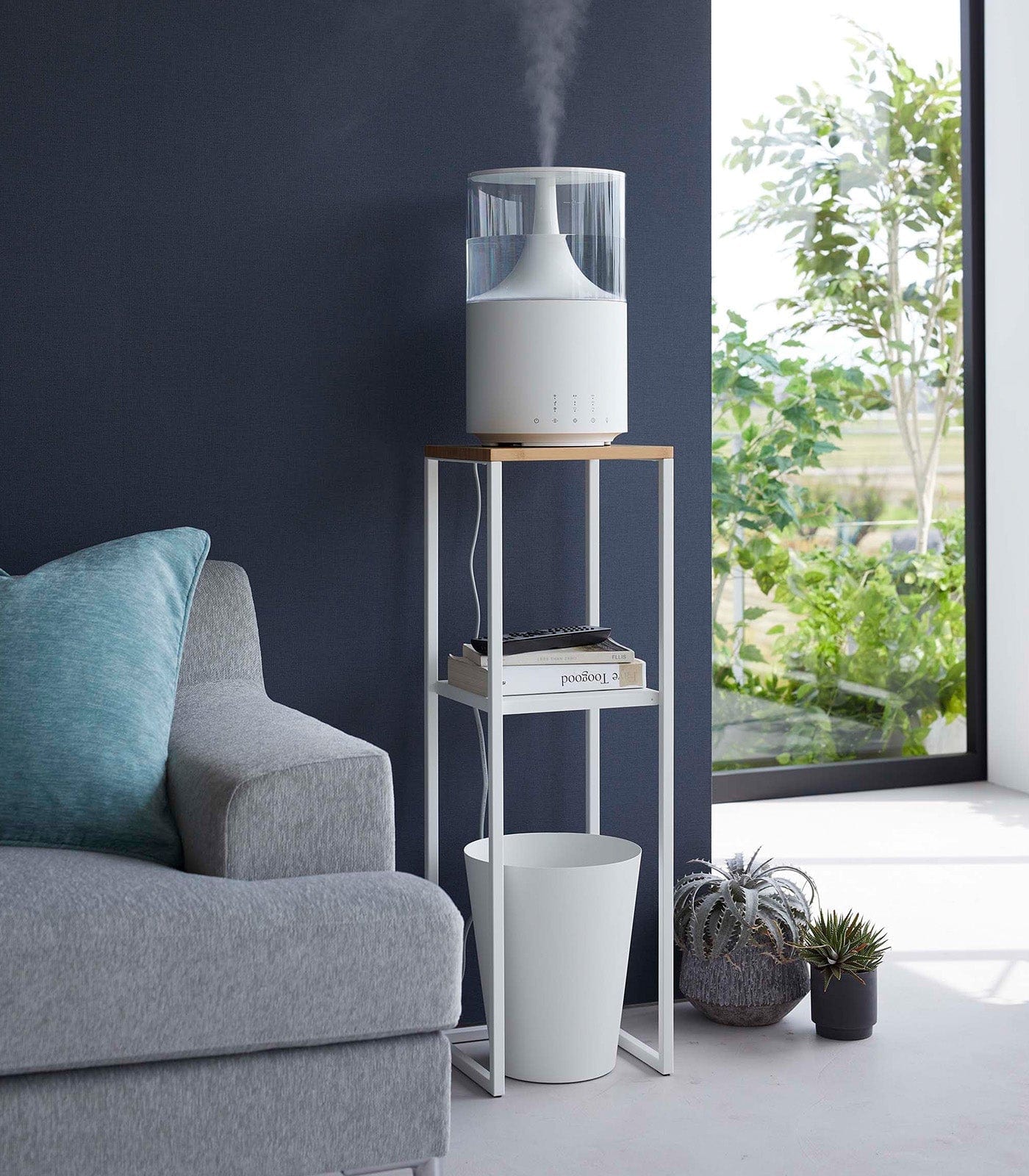 Two-Tier Display & Storage Shelf (31.5" H)  - Steel + Wood