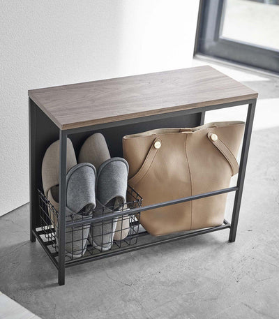 Entryway Storage Organizer & Bench (18" H)  - Steel + Wood