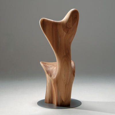 Back view of HUG Chair by CondeHouse with metal base finish