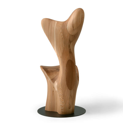 Full back view of HUG Chair by CondeHouse with flowing wood form
