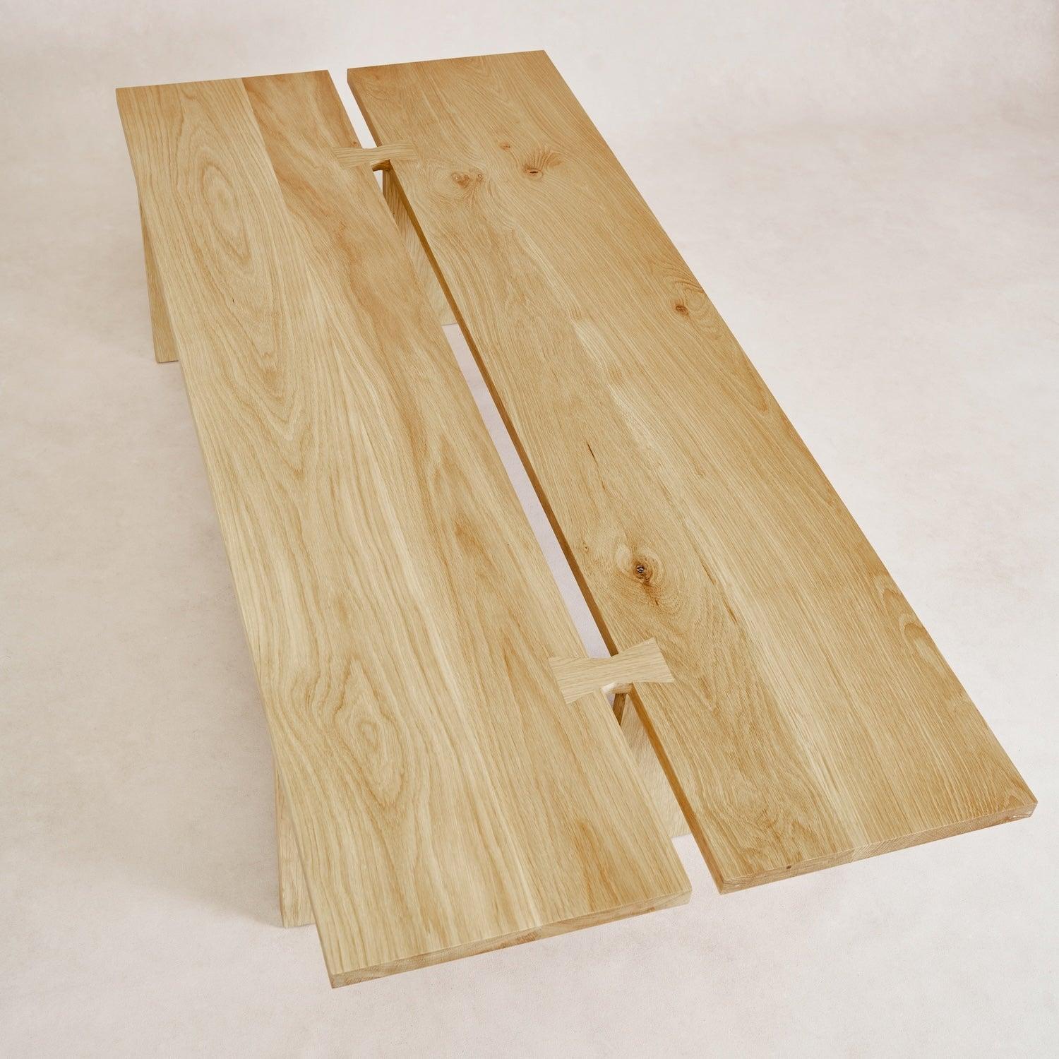 Kyoto coffee table butterfly joint detail in white oak