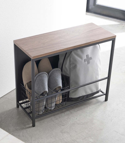 Entryway Storage Organizer & Bench (18" H)  - Steel + Wood