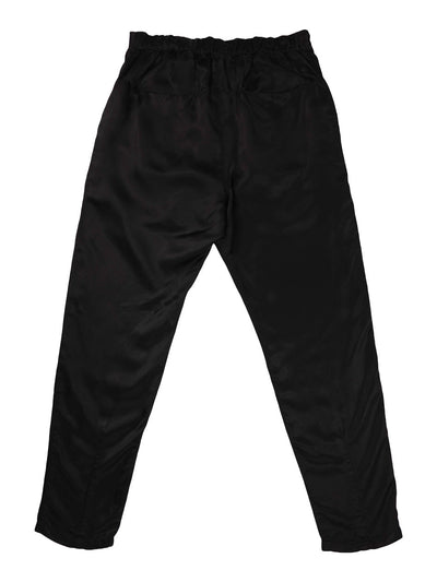 Back product view of black Souk pants with an elastic waistband.