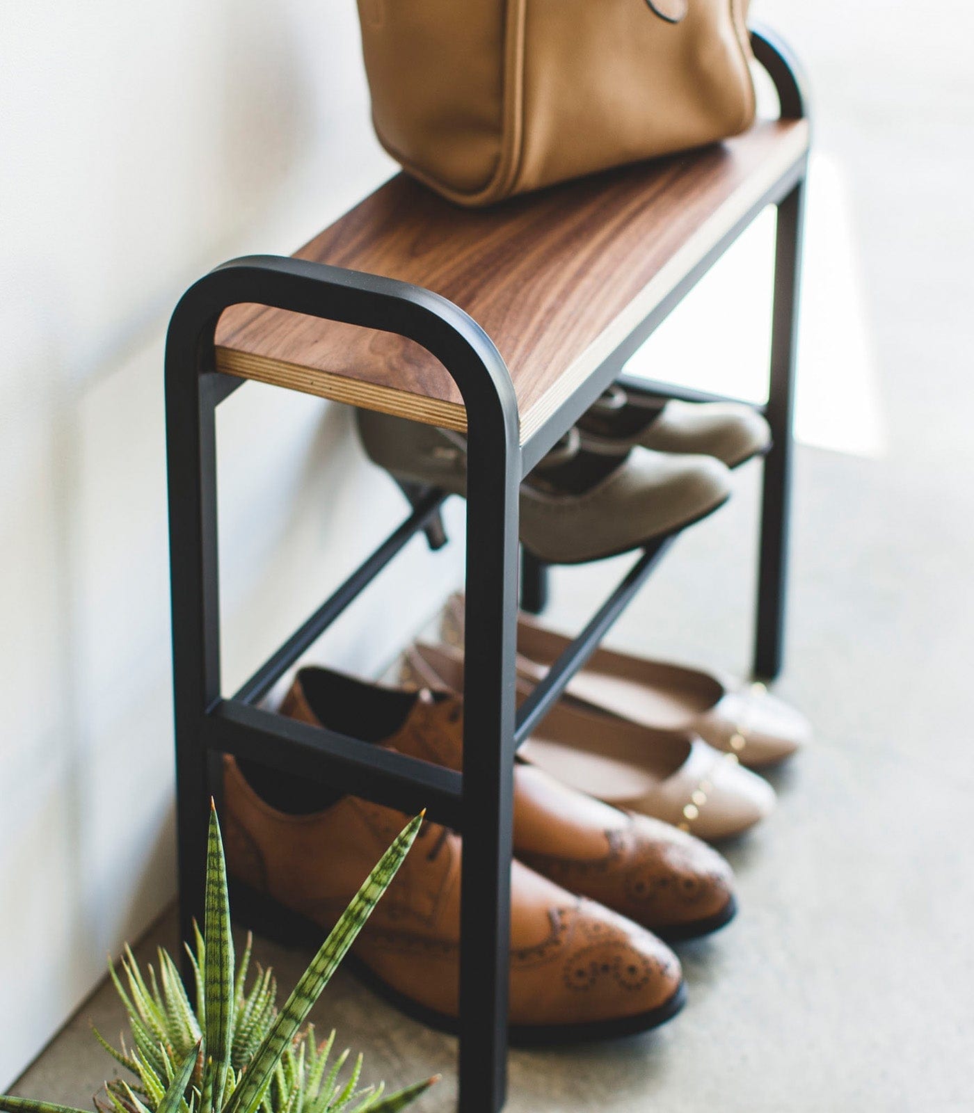 Shoe Organizer & Bench (18" H)  - Steel + Wood