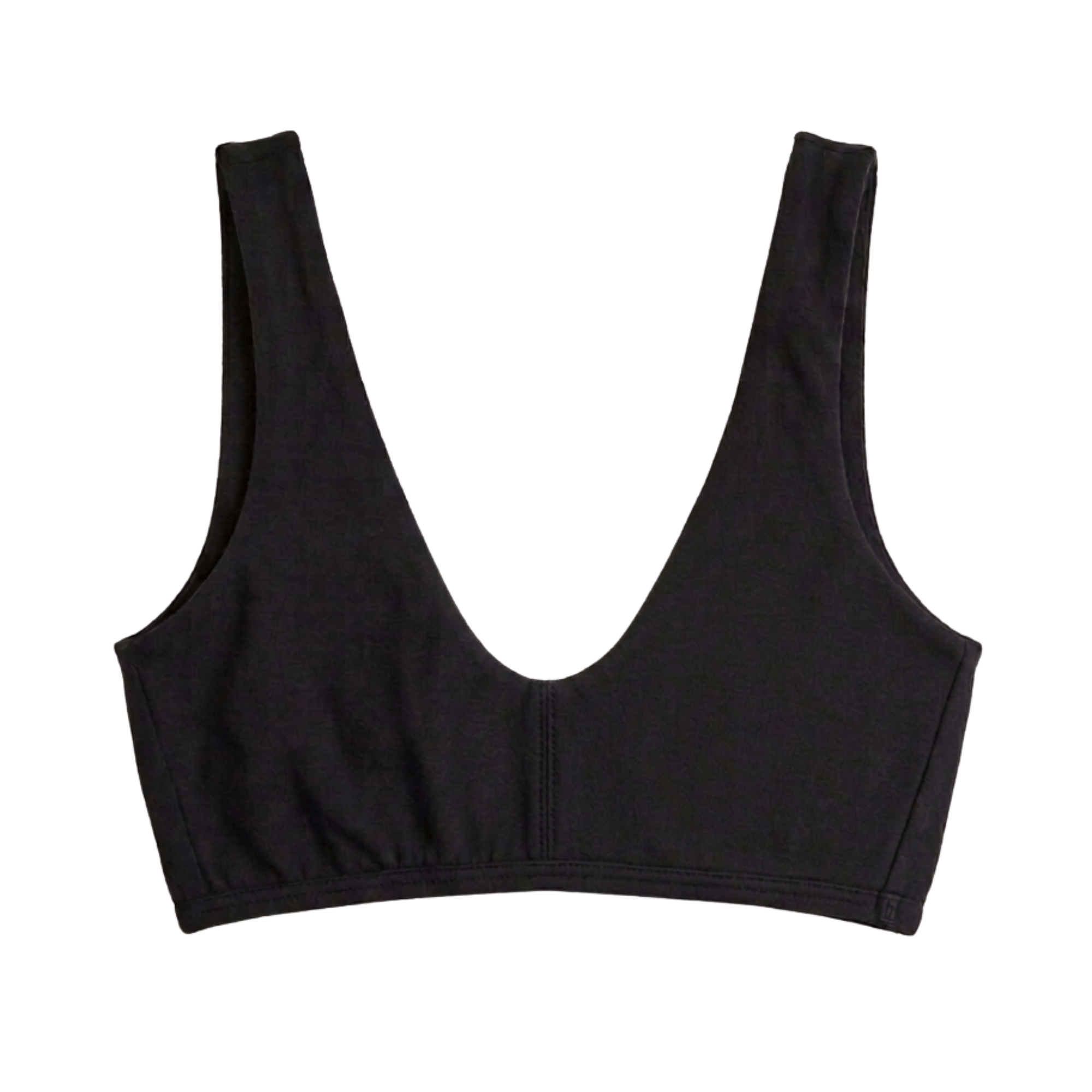 Organic Cotton Everyday Bralette in Black, D-DDD cup, flat front view