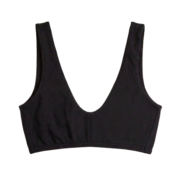 PROCLAIM Organic Cotton Everyday Bralette in Black, D-DDD cup, flat front view