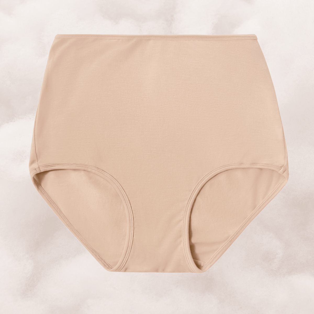 PROCLAIM Organic Cotton High-Rise Brief in Ada Nude, a light beige-tone color, flat lay front view