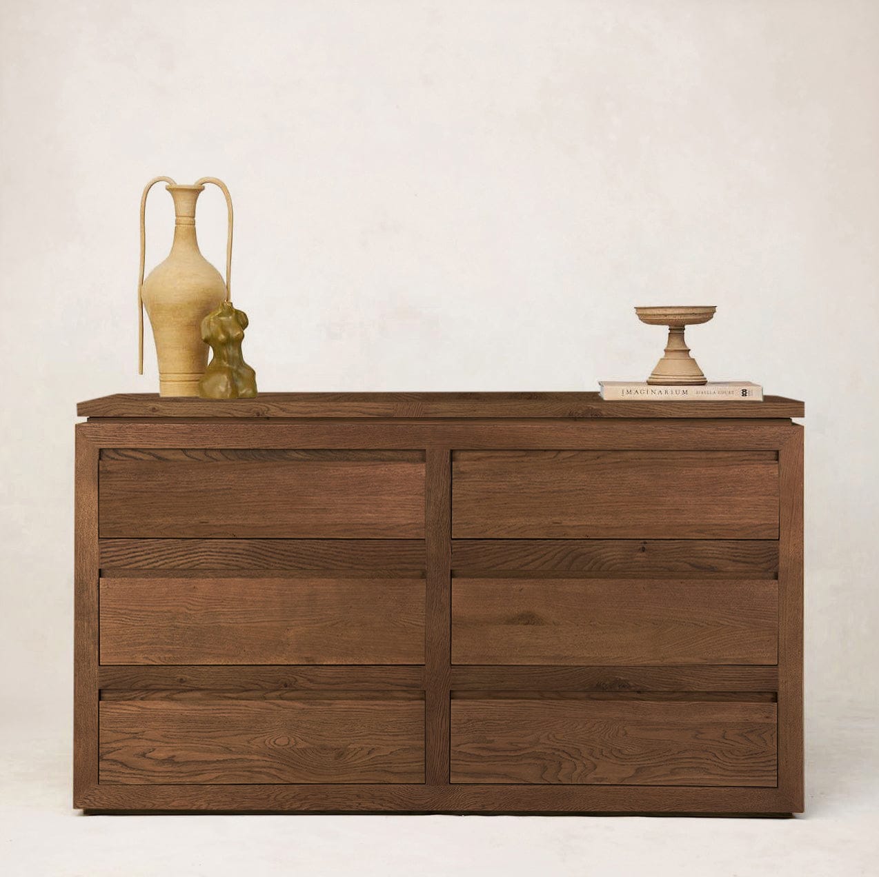 Sofita wood dresser in mocha with soft-close drawer partially open