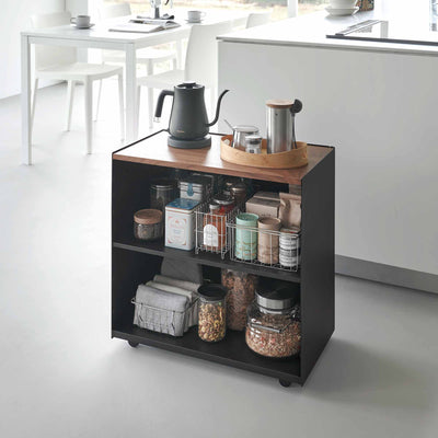 Mobile Hideaway Storage Cart (23" H) - Steel + Wood